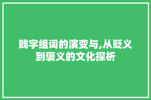 贱字组词的演变与,从贬义到褒义的文化探析