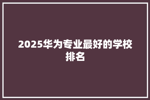 2025华为专业最好的学校排名