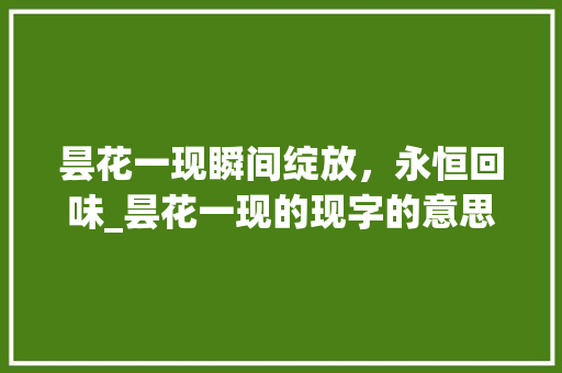 昙花一现瞬间绽放，永恒回味_昙花一现的现字的意思