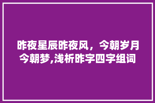 昨夜星辰昨夜风，今朝岁月今朝梦,浅析昨字四字组词的文化内涵_昨字的四字组词是什么意思 合同协议范文