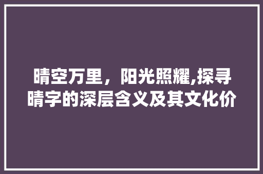 晴空万里，阳光照耀,探寻晴字的深层含义及其文化价值_易子晴名字晴字的意思