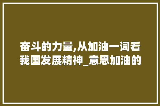 奋斗的力量,从加油一词看我国发展精神_意思加油的一个字