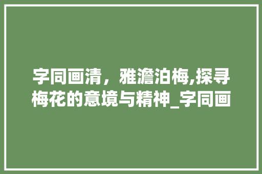 字同画清，雅澹泊梅,探寻梅花的意境与精神_字同画清雅澹泊梅的意思 财务报告范文
