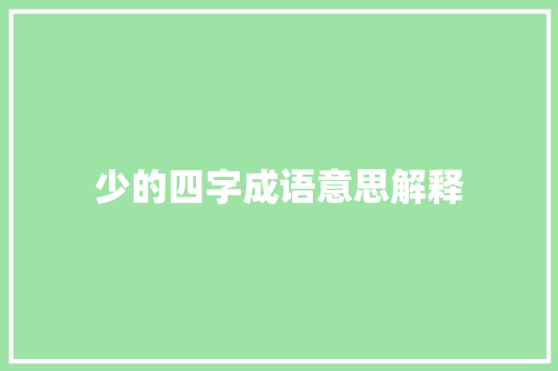 少的四字成语意思解释