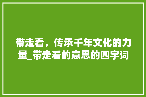 带走看，传承千年文化的力量_带走看的意思的四字词语