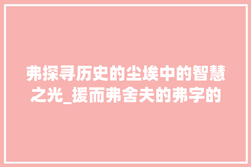 弗探寻历史的尘埃中的智慧之光_援而弗舍夫的弗字的意思