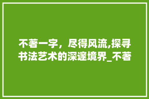 不著一字，尽得风流,探寻书法艺术的深邃境界_不著一字的意思是什么 财务报告范文