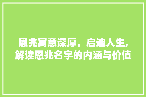 恩兆寓意深厚，启迪人生,解读恩兆名字的内涵与价值_恩兆名字的意思和含义