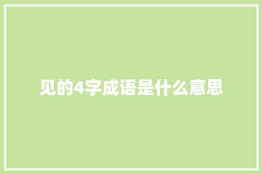 见的4字成语是什么意思