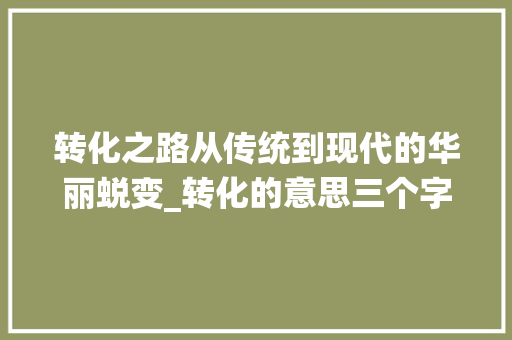 转化之路从传统到现代的华丽蜕变_转化的意思三个字的词语