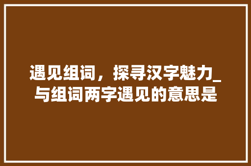 遇见组词，探寻汉字魅力_与组词两字遇见的意思是