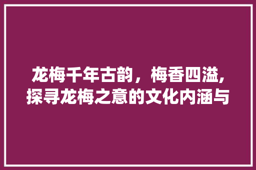 龙梅千年古韵，梅香四溢,探寻龙梅之意的文化内涵与寓意_龙梅字的意思和寓意是什么