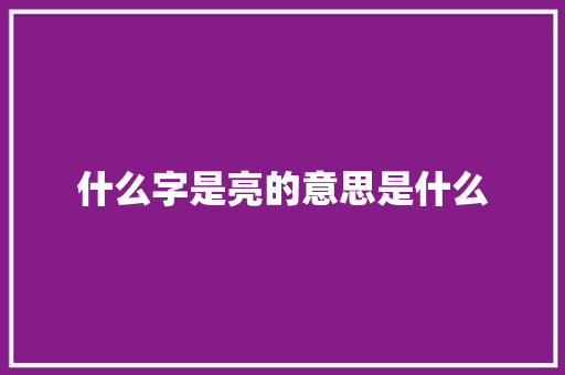 什么字是亮的意思是什么