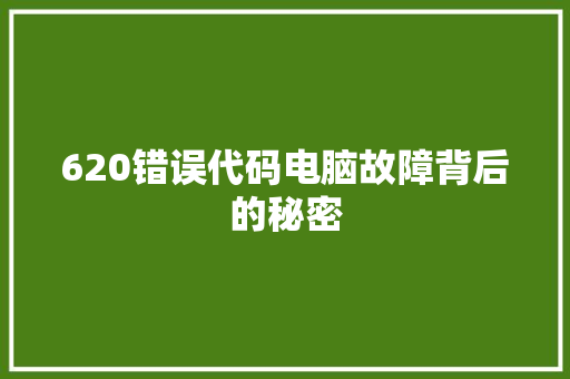 620错误代码电脑故障背后的秘密