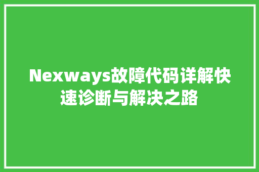 Nexways故障代码详解快速诊断与解决之路