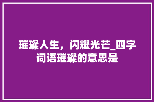 璀璨人生，闪耀光芒_四字词语璀璨的意思是