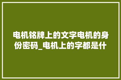 电机铭牌上的文字电机的身份密码_电机上的字都是什么意思