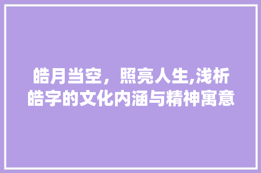 皓月当空，照亮人生,浅析皓字的文化内涵与精神寓意_名字里的皓字是什么意思