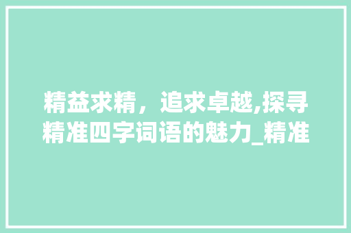 精益求精，追求卓越,探寻精准四字词语的魅力_精准意思相近的四字词语