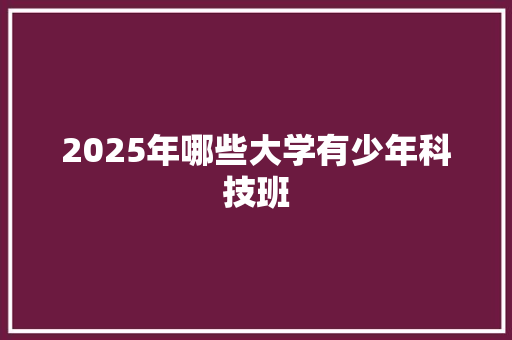 2025年哪些大学有少年科技班
