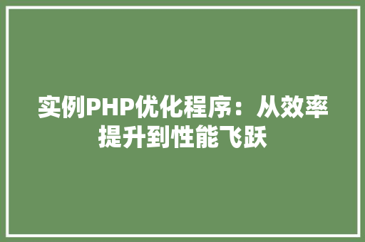 实例PHP优化程序：从效率提升到性能飞跃