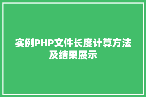 实例PHP文件长度计算方法及结果展示