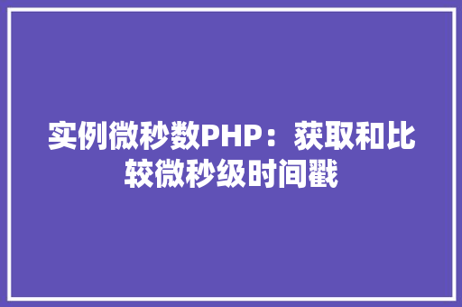实例微秒数PHP：获取和比较微秒级时间戳