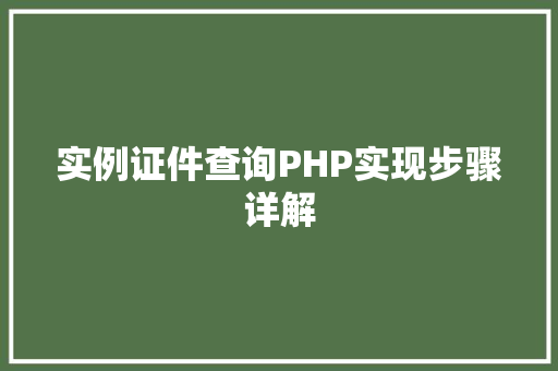 实例证件查询PHP实现步骤详解