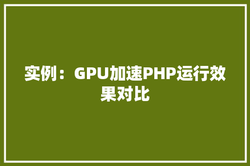 实例：GPU加速PHP运行效果对比