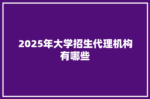 2025年大学招生代理机构有哪些