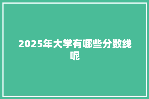 2025年大学有哪些分数线呢