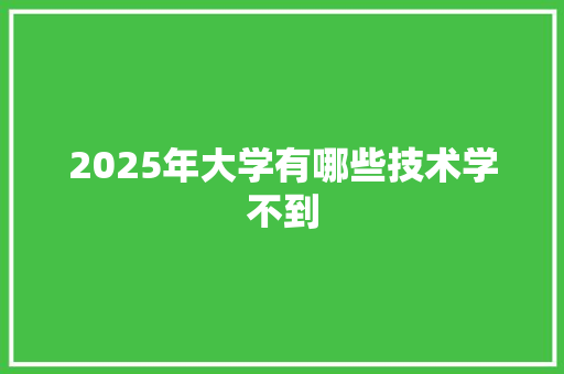 2025年大学有哪些技术学不到