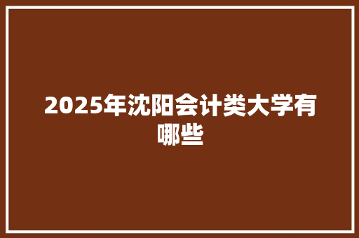 2025年沈阳会计类大学有哪些