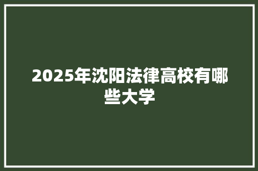 2025年沈阳法律高校有哪些大学