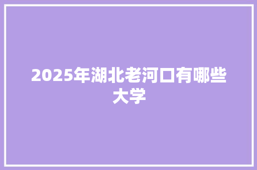 2025年湖北老河口有哪些大学