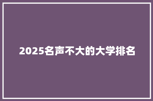 2025名声不大的大学排名