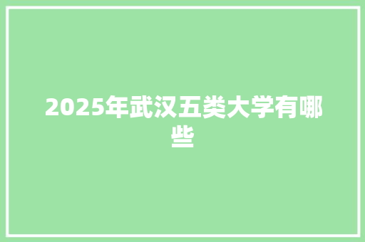 2025年武汉五类大学有哪些