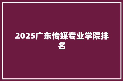 2025广东传媒专业学院排名