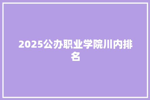 2025公办职业学院川内排名