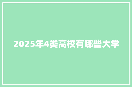 2025年4类高校有哪些大学