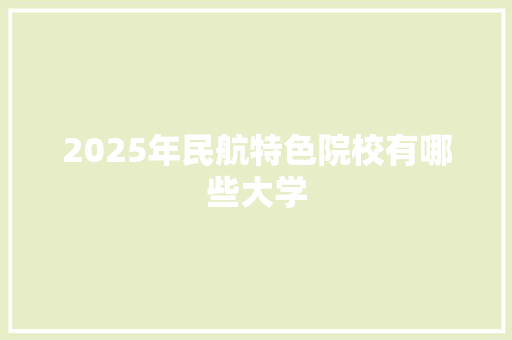 2025年民航特色院校有哪些大学