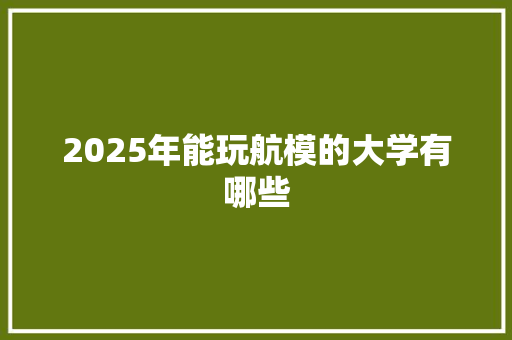 2025年能玩航模的大学有哪些