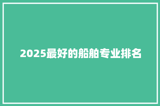 2025最好的船舶专业排名