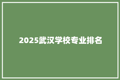 2025武汉学校专业排名