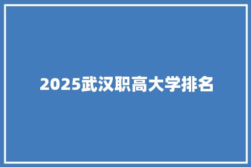 2025武汉职高大学排名