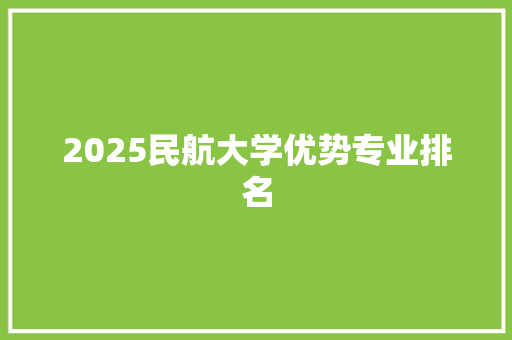 2025民航大学优势专业排名