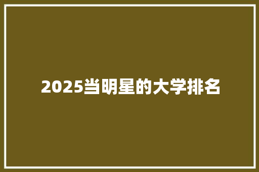 2025当明星的大学排名