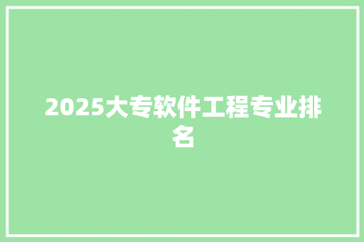 2025大专软件工程专业排名