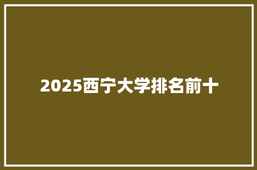 2025西宁大学排名前十