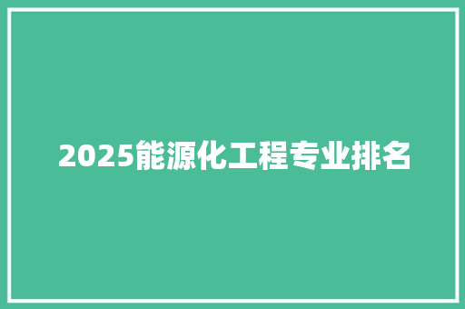 2025能源化工程专业排名